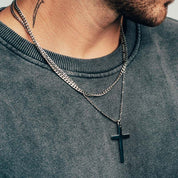 Cross Pendant + Silver Cuban Set (Silver)