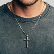 Cross Pendant + Silver Cuban Set (Silver)