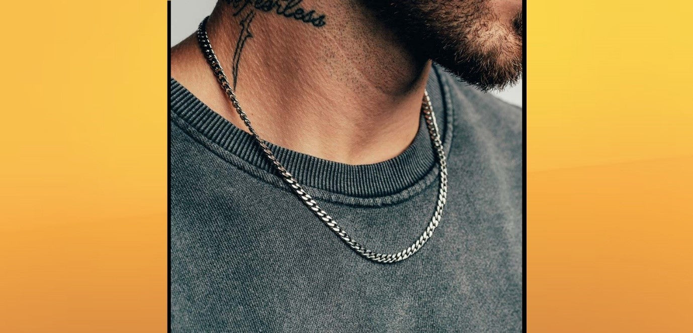 silver Cuban chain for men