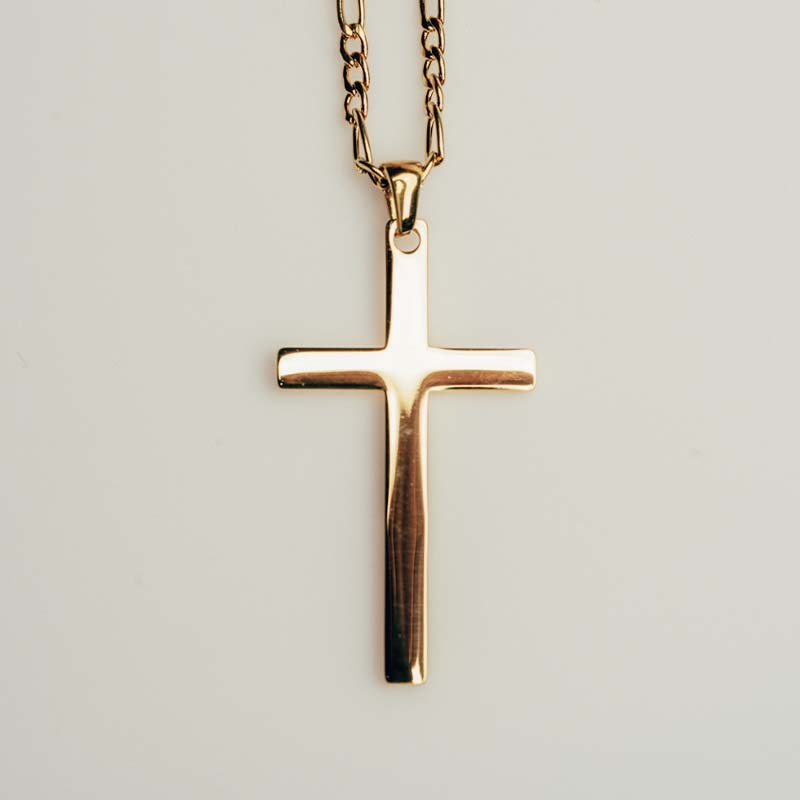 Cross Pendant + Rope Chain Set (Gold)