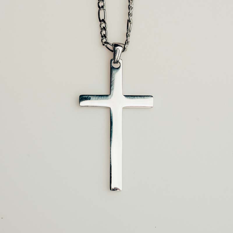Cross Pendant + Silver Cuban Set (Silver)