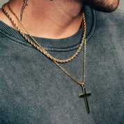 Cross Pendant Rope Chain Set (Gold)
