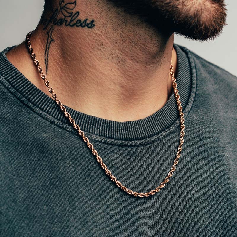 Rose Gold Rope Chain (4mm) Tighter 16-18