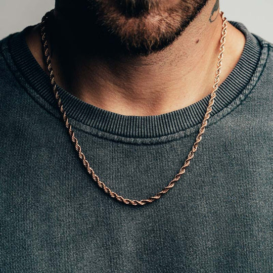 4mm rose gold rope chain discount