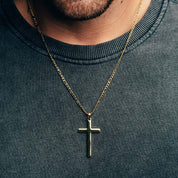 Cross Pendant + Rope Chain Set (Gold)